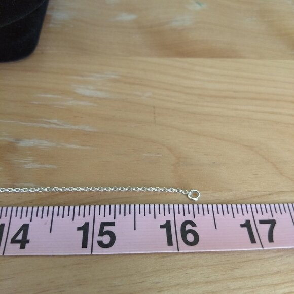 Silver Tone Necklace with Black Rhinestone Oblong Rectangular Pendant Modern - Picture 6 of 6